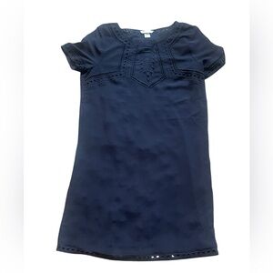 H&M Navy Blue Chiffon Short Sleeve Shift‎ Dress No Slip Sz 8/ Swim Cover